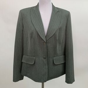 Focus 2000 Women's Blazer Size 14 Gray Blue Pin Striped Lined